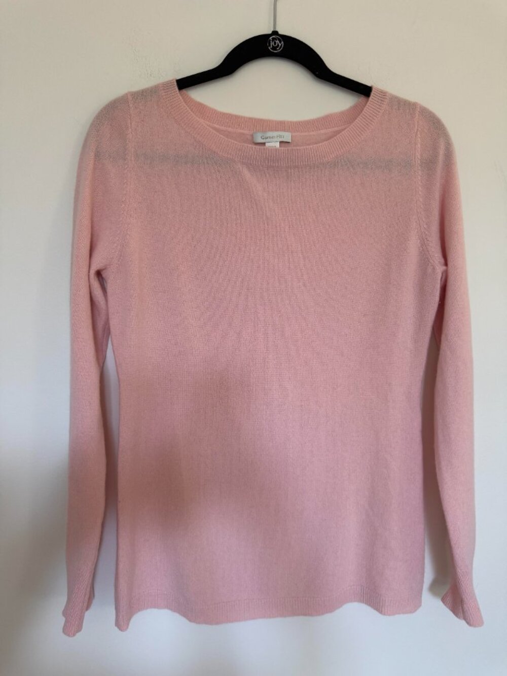 Garnet Hill 100% Cashmere Crew Neck Sweater Quiet Luxury Minimalist Pink - S - Picture 2 of 5
